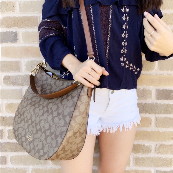 Coach khaki large hobo bag signature - Picture 5 of 6